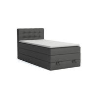 BOXSPRINGBETT JUNG 1 100/200 Velours Anthrazit mit Matratzen H3 + H4 - Anthrazit, Holz/Holzwerkstoff (100/200cm) - Deine Möbel 24