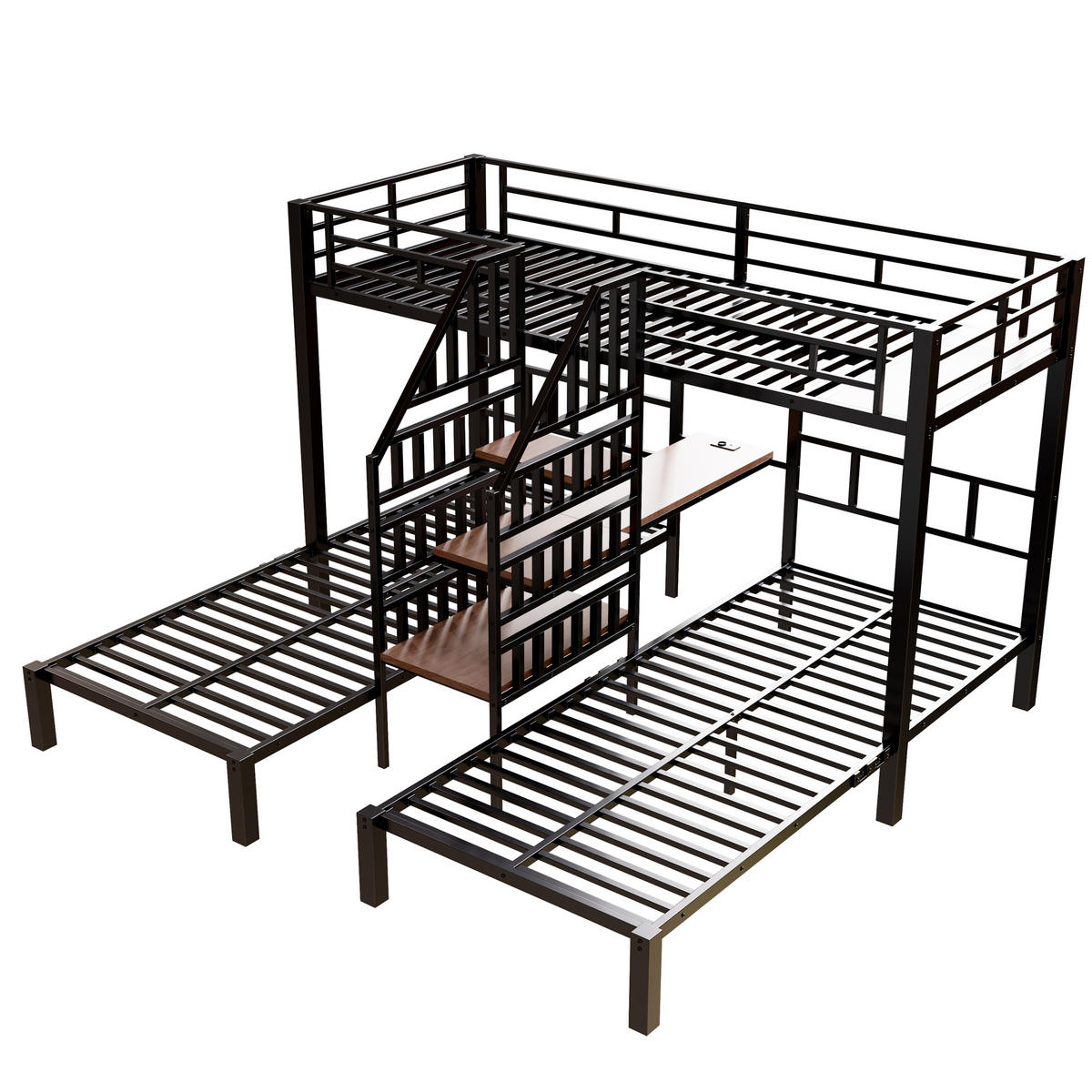 ETAGENBETT Kinderbett 90x200 Schwarz - Schwarz, Metall (90/200cm) - ComfortXL