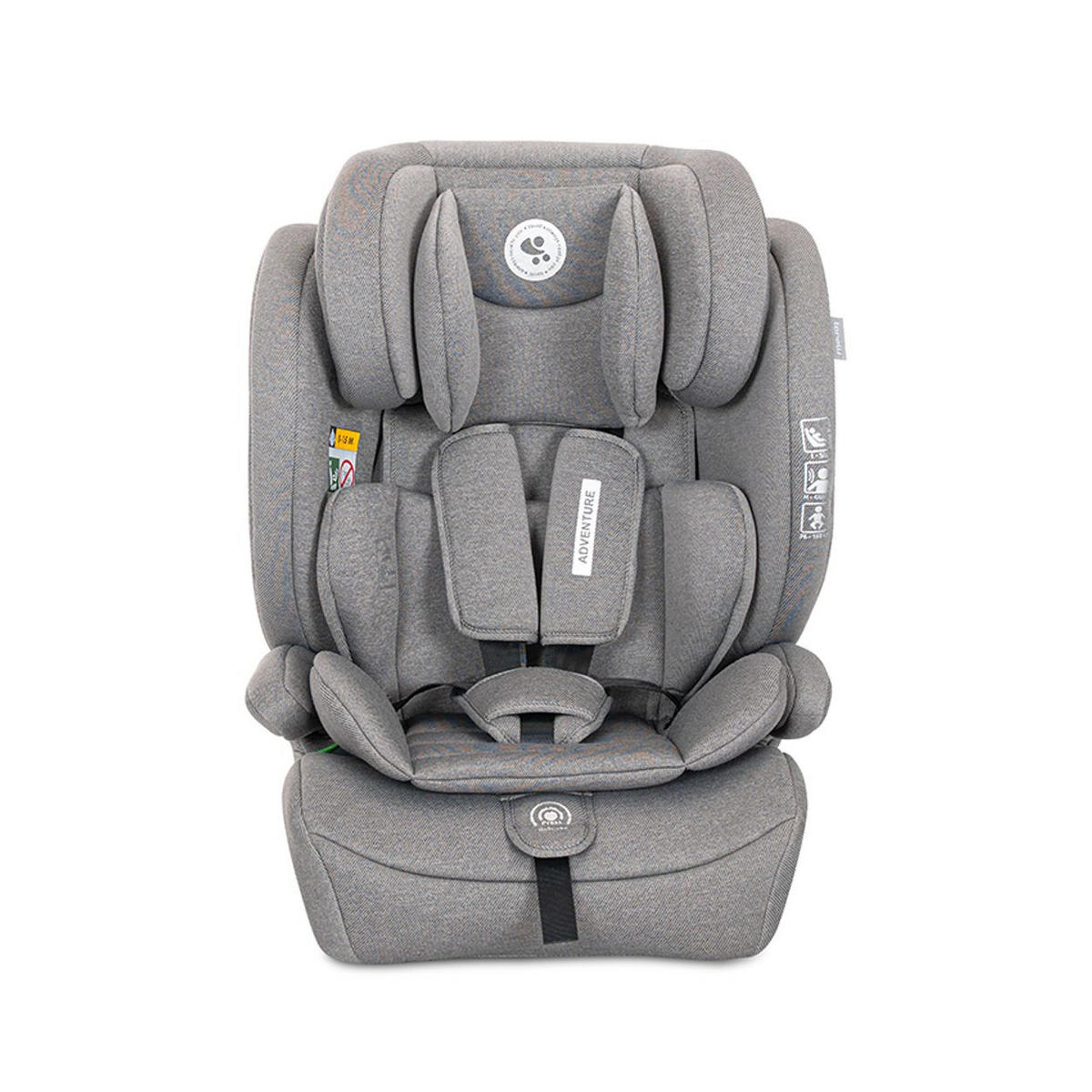 KINDERSITZ Adventure (76-150 cm) dunkelgrau Kopfstütze verstellbar, bis 36 kg, i-Sze, Polyester, Sicherheitsgurt - Grau, Kunststoff (46/78/40cm) - Lorelli