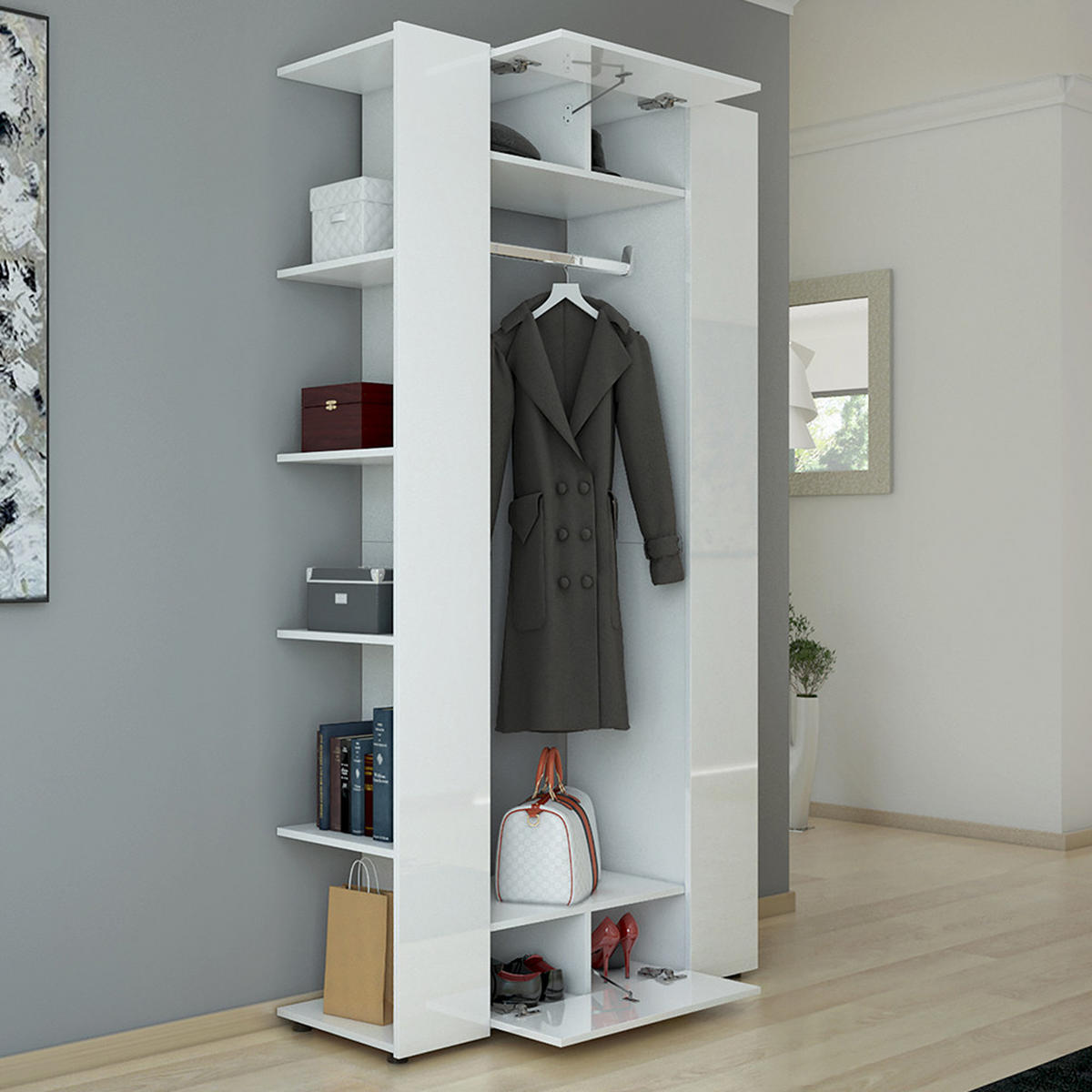 GARDEROBE Mats Weiß 36.6 x 191 cm - Weiß, Holzwerkstoff (36.6/191/106cm) - Vicco