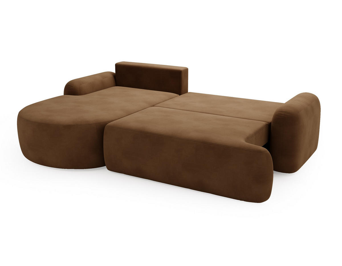 ECKSOFA Cloudy Braun, Sofa aus Velourstoff mit Kissen, linke seite - Braun, Holzwerkstoff/Textil (177/261cm) - Bettso