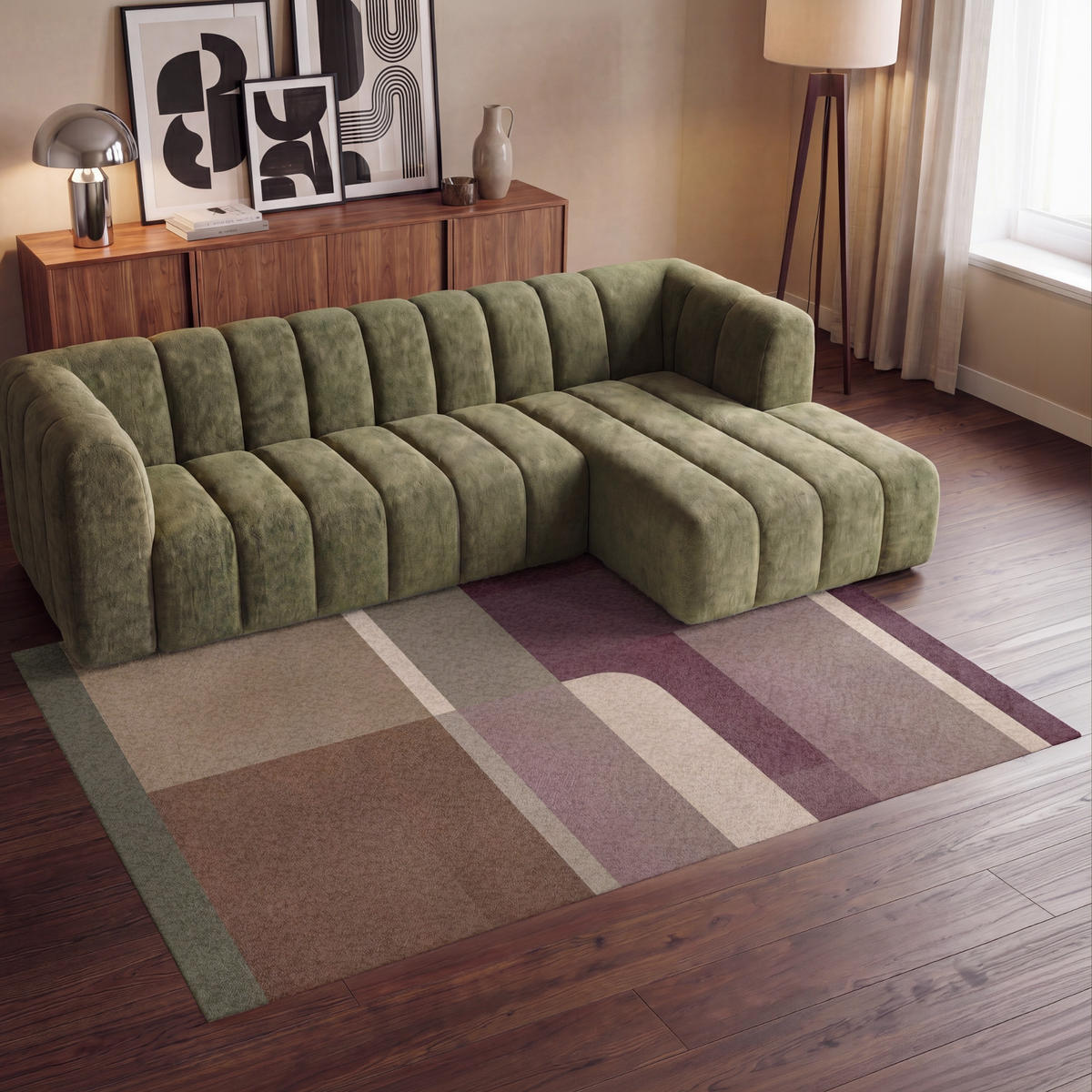 KOBERCE - Roviny - abstraktné - Bordeaux - línie - 230x150 cm - viacfarebná, textil/plast (230/0.4cm) - OnlyWow