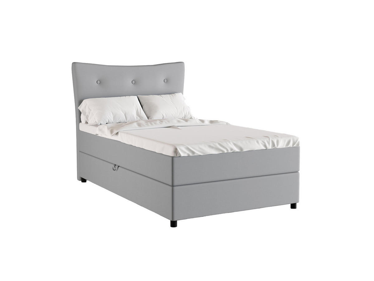 BOXBETT Nevada 120x200 cm Polsterbett mit hochwertiger Bonell-Matratze und Topper - grau - Grau, Holz (120/200cm) - Homesy