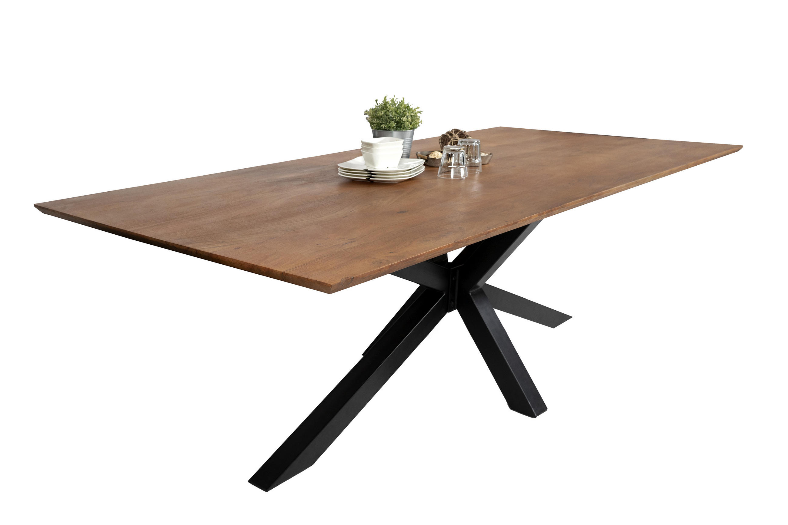 ESSTISCH ABBY - Schwarz/Braun, Holz/Metall (100/220/77cm) - SAM