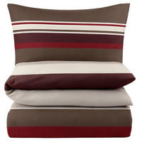 BIBER-BETTWÄSCHE 135x200 - Kuschelig warmer Flanell Bettbezug aus 100% Baumwolle für Herbst & Winter - Streifen Muster Rot - Rot, Textil (135/200cm) - Carpe Sonno