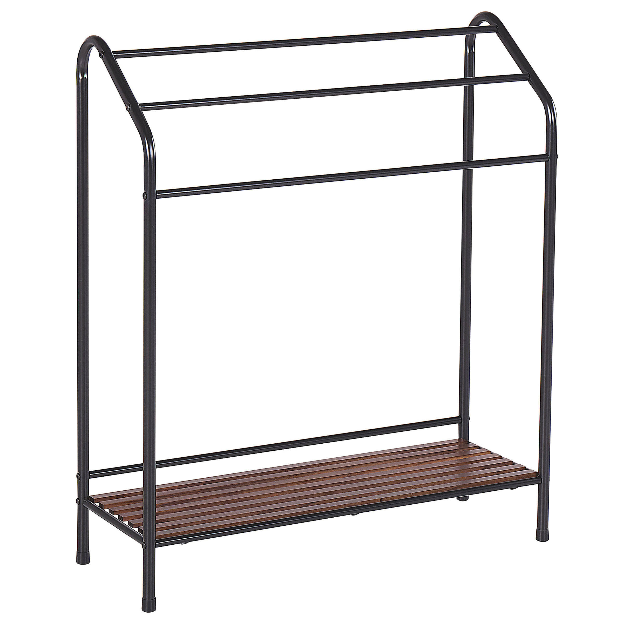 HANDTUCHSTÄNDER mit Ablage schwarz/dunkelbraun 72 x 85 cm Muriva - Dunkelbraun/Schwarz, Metall (72/85/27cm) - Beliani
