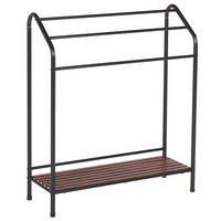 HANDTUCHSTÄNDER mit Ablage schwarz/dunkelbraun 72 x 85 cm Muriva - Dunkelbraun/Schwarz, Metall (72/85/27cm) - Beliani