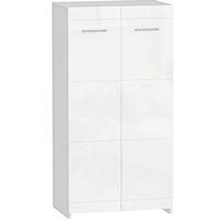 SCHUHSCHRANK 55/36/108 cm in Hochglanz-Weiß mit verstellbaren Böden - Weiß, Holz (55/108/36cm) - BEAOK