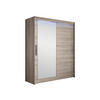 SCHWEBETÜRENSCHRANK Westa VI, mit RGB LED Beleuchtung - Silberfarben/Trüffeleichefarben, Holzwerkstoff/Metall (150/200/58cm) - MIRJAN24