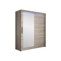 SCHWEBETÜRENSCHRANK Westa VI, mit RGB LED Beleuchtung - Silberfarben/Trüffeleichefarben, Holzwerkstoff/Metall (150/200/58cm) - MIRJAN24