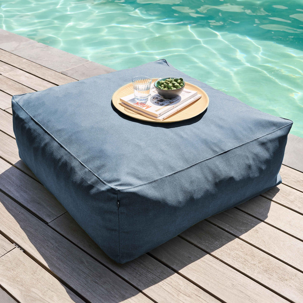 OUTDOOR-SITZSACK, Pazifikblau - Blau, Textil - Oviala