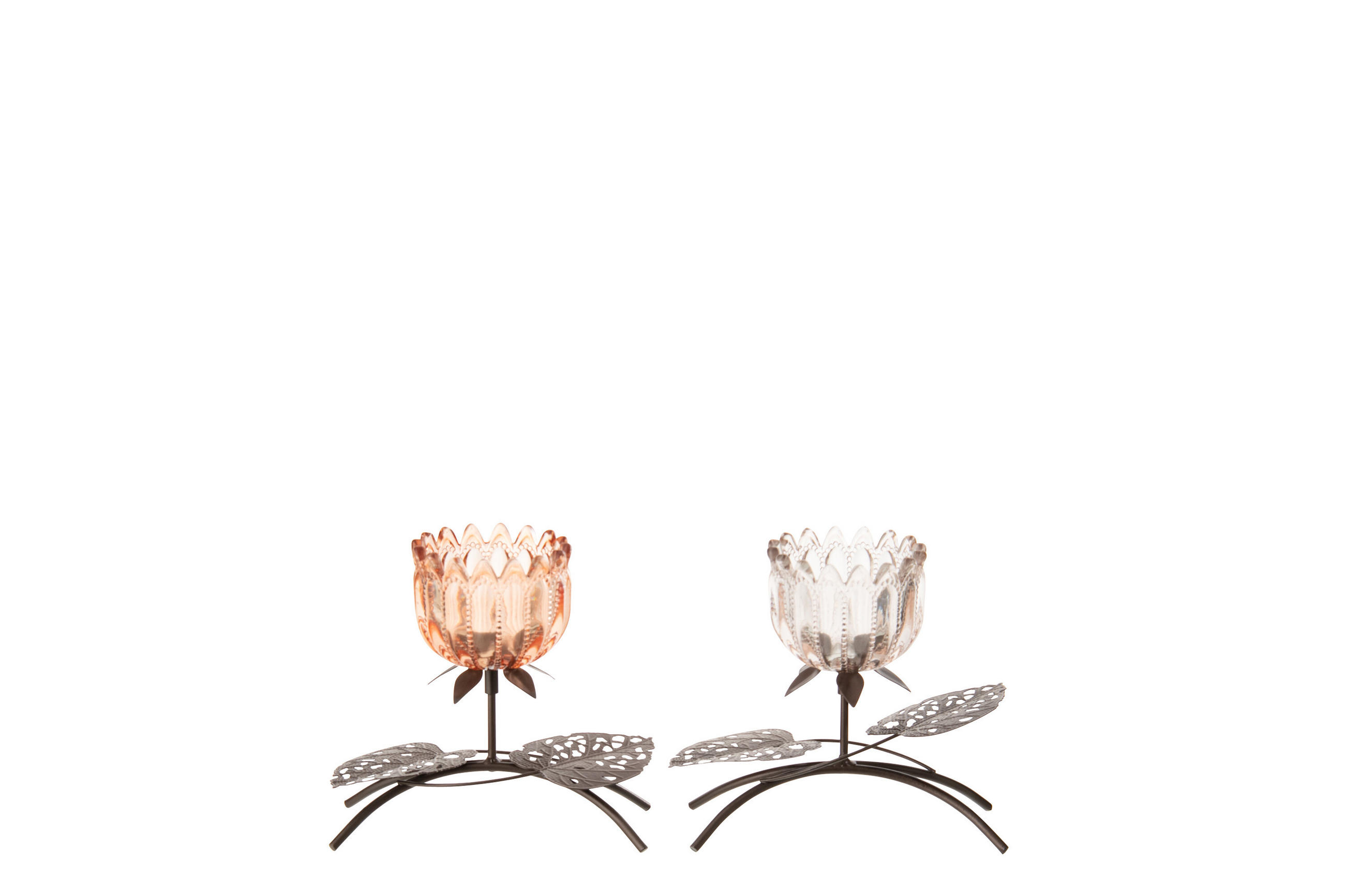 WINDLICHT BLUME (2ER SET) - Orange, Glas (10.5/18.5cm) - J-Line