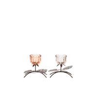 WINDLICHT BLUME (2ER SET) - Orange, Glas (10.5/18.5cm) - J-Line