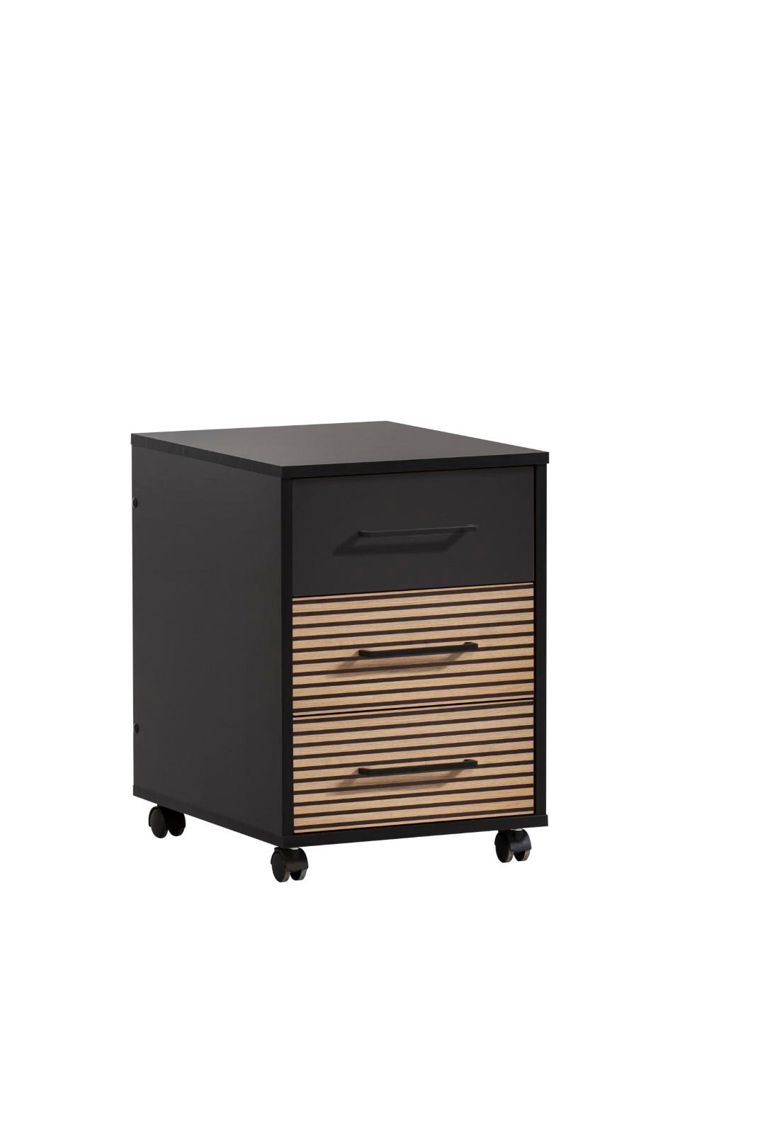 ROLLCONTAINER Raven 57x40x50 cm Akustikplattenoptik Schwarz - Schwarz, Holz (40/57/50cm) - PROREGAL