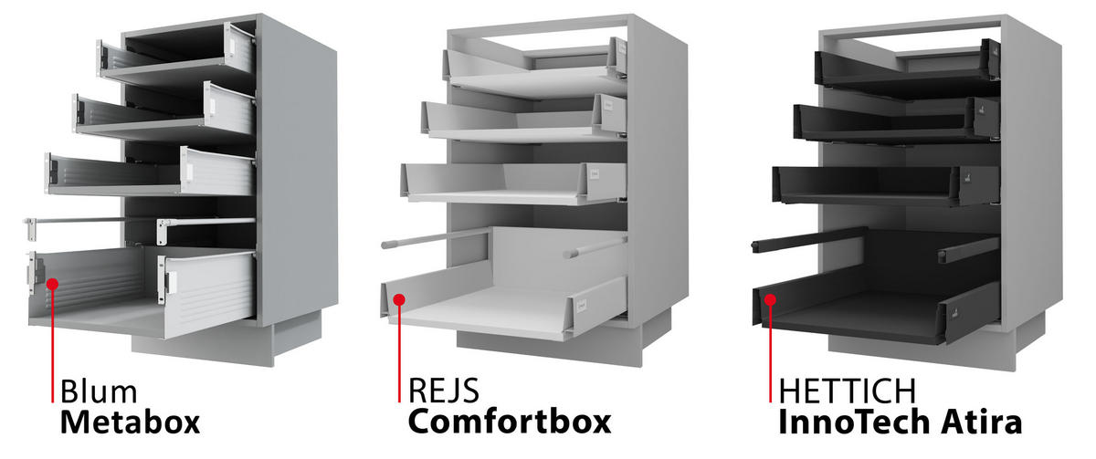 SCHUBLADENUNTERSCHRANK Brerra D4R/40 Korpus lava / Front RAL 3002 karminrot Hochglanz 40 / 50 / 82 cm - Dunkelgrau/Rot, Holz/Holzwerkstoff (40/82/50cm) - Feldmann-Wohnen