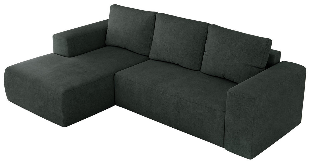 ECKSOFA TRENTINO L Dunkelgrau Stukture - Links - Dunkelgrau/Schwarz, Textil (266/164cm) - MKS