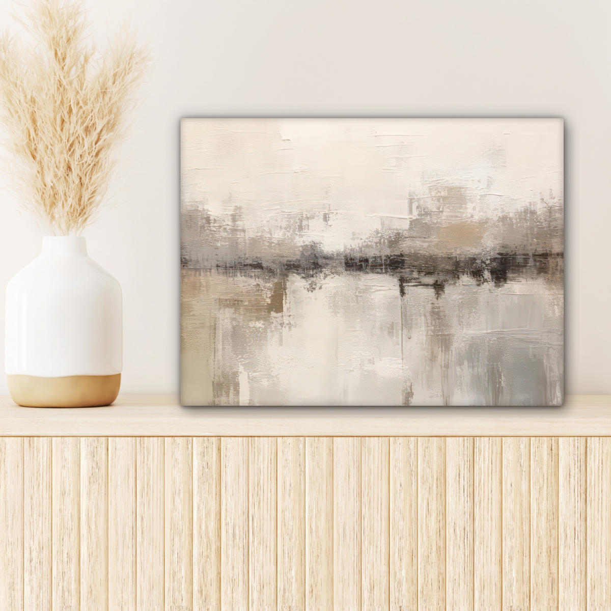 LEINWANDBILD Moderne Kunst - Abstrakt - Beige 40x30 cm - Beige, Textil (40/30cm) - MuchoWow