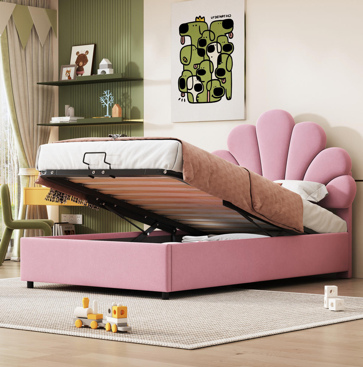 POLSTERBETT mit Stauraum 90x200 cm Samt Rosa - Pink, Metall (90/200cm) - Beauniv