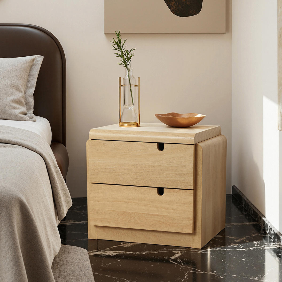 NACHTTISCH Moderner mit 2 Schubladen, Eichenfarben, MDF | B55 x T40 x H53 cm - Eichefarben, Holz (55/53/40cm) - Hometopia