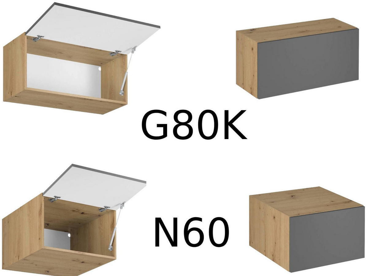 KÜCHENZEILE 400 cm - Langen KL9-M400 in Grau/Matt - Grau, Holz (400/248/58cm)