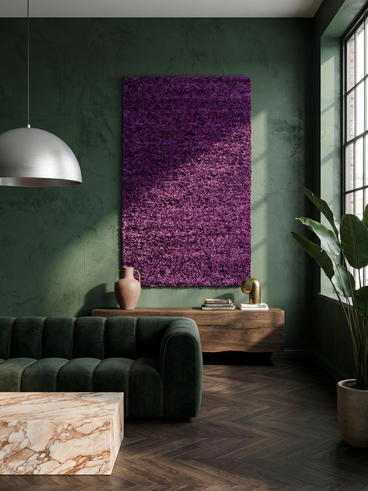 TEPPICH Hochflor Unifarben Polypropylen Wohnzimmer Shaggy Violett Läufer 80x250 - Lila, Textil (250/80cm) - KADIMA DESIGN