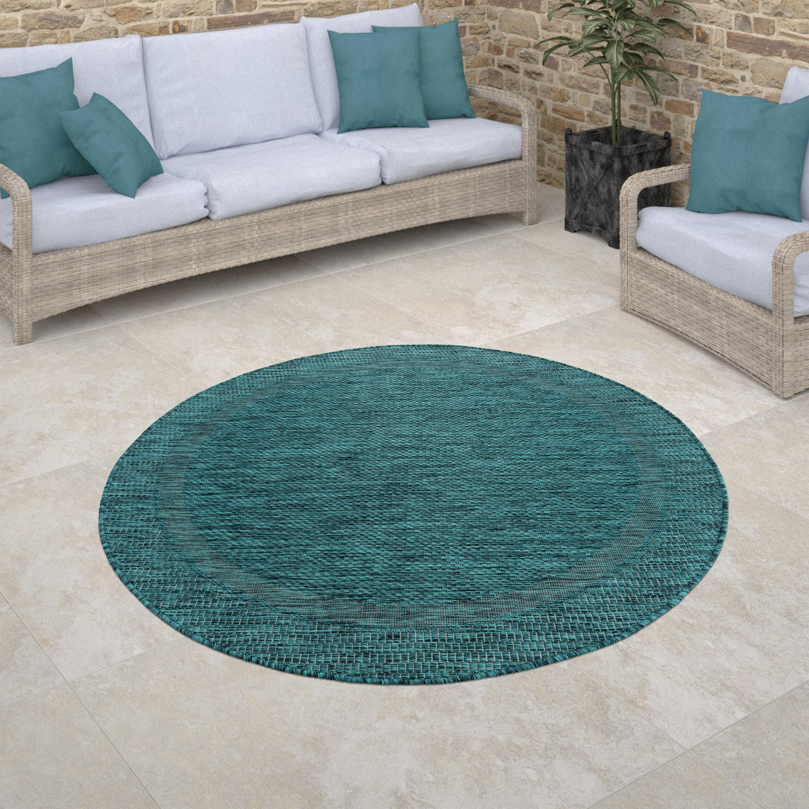 OUTDOORTEPPICH 120/120 cm Roma 272 - Türkis, Textil (120/120cm) - Paco Home