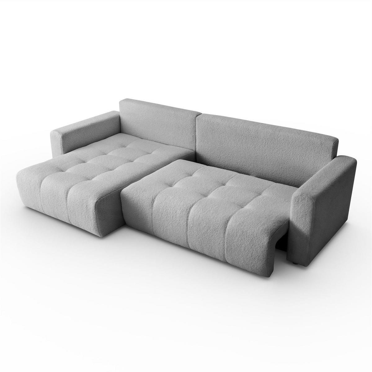ECKSOFA ASTON mit Schlaffunktion und Bettkasten - Grau, Textil (261/143cm) - Lookway