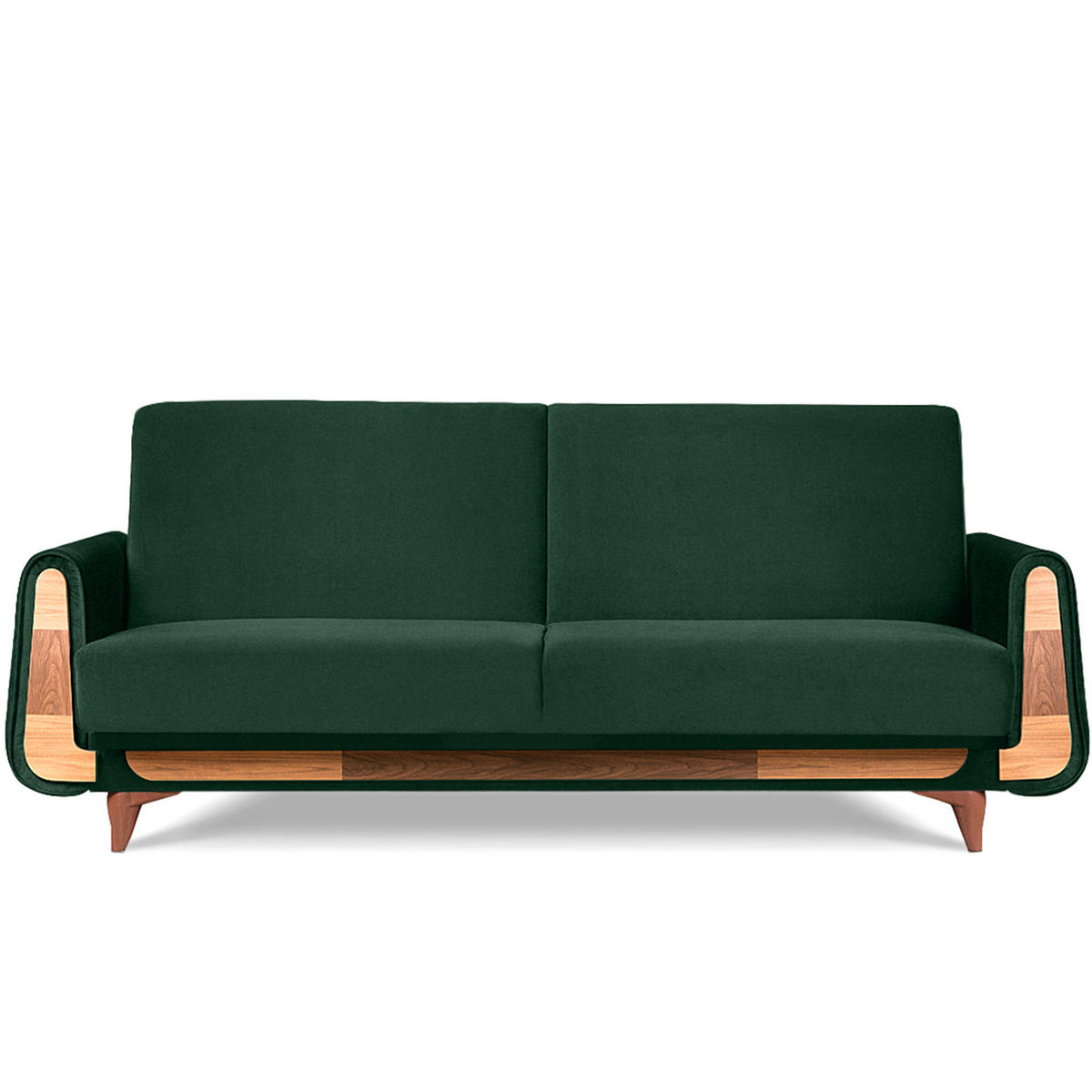 3-SITZER-SCHLAFSOFA GUSTAVO mit Armlehnen, dunkelgrün - Dunkelgrün/Braun, Holz/Holzwerkstoff (230/98/98cm) - KONSIMO®