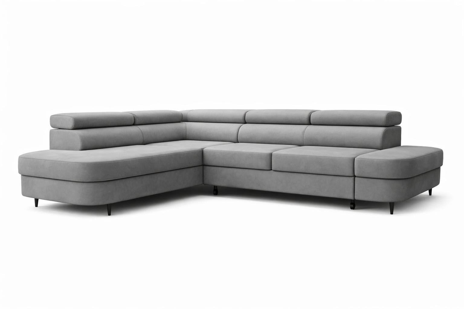 ECKSOFA Priam L-Form mit Schlaffunktion und Stauraum Modern Form Grau - Grau, Holz/Textil (275/203cm) - Muffo
