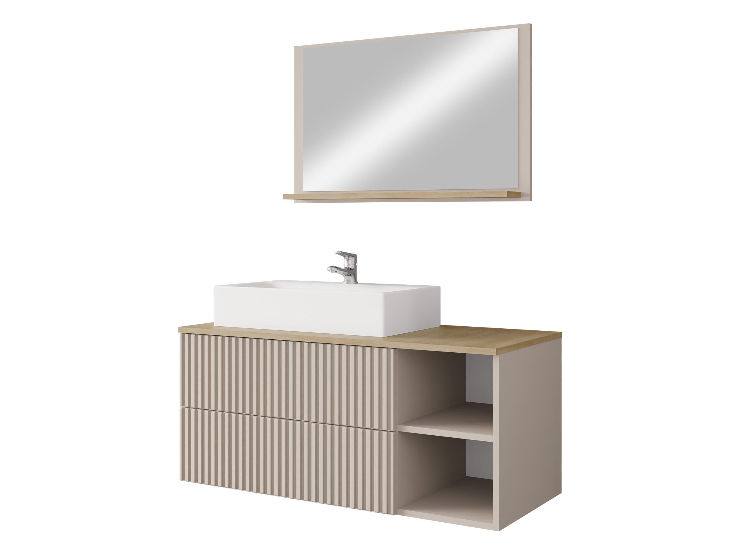 BADMÖBEL-SET Kertos Rillen I - Sandfarben, Holzwerkstoff (100/57/45cm) - MIRJAN24