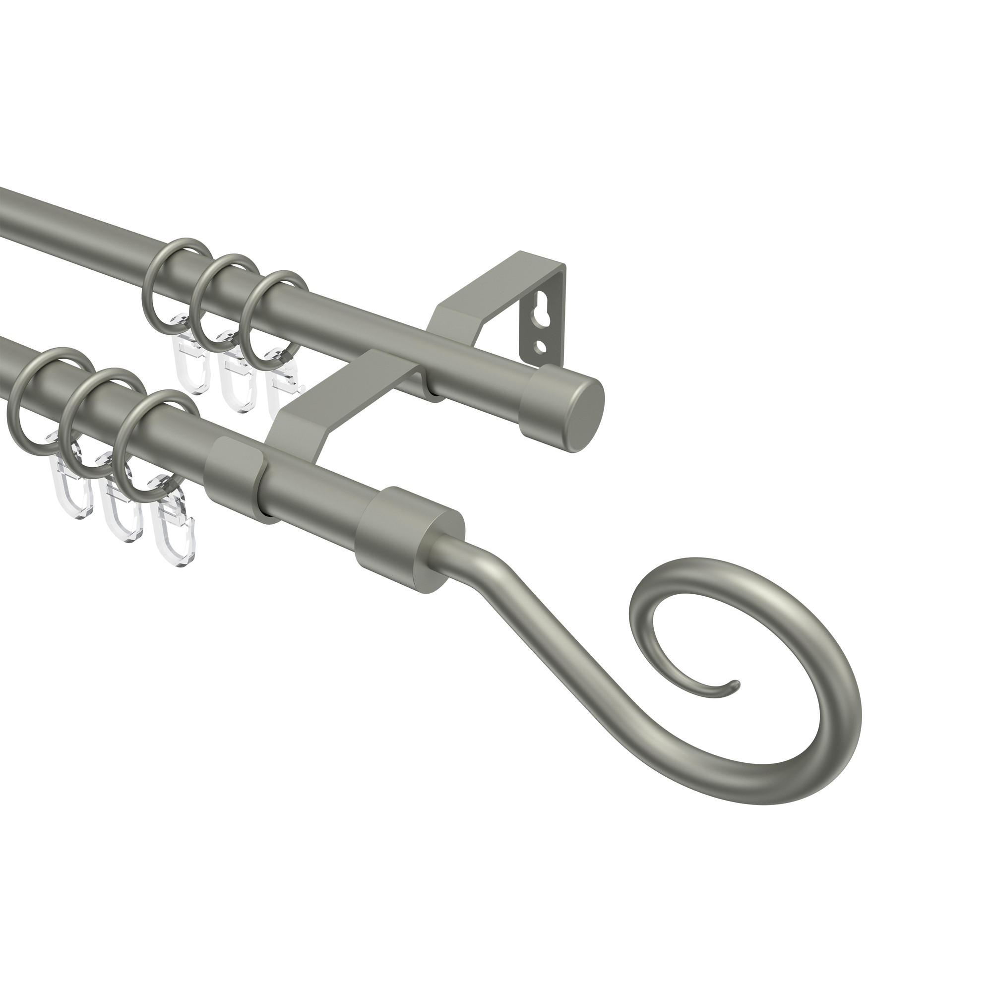 GARDINENSTANGE Olymp Allegra 200 cm, 2-läufig, 16 mm Ø Chrom matt - Chromfarben/Nickelfarben, Metall (200cm) - INTERDECO