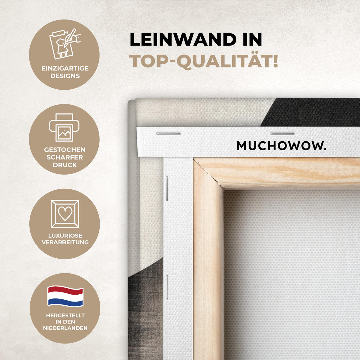 LEINWANDBILD Abstrakt - Wellen - Schwarz - Verwittert 20x30 cm - Trüffeleichefarben, Textil (20/30cm) - MuchoWow