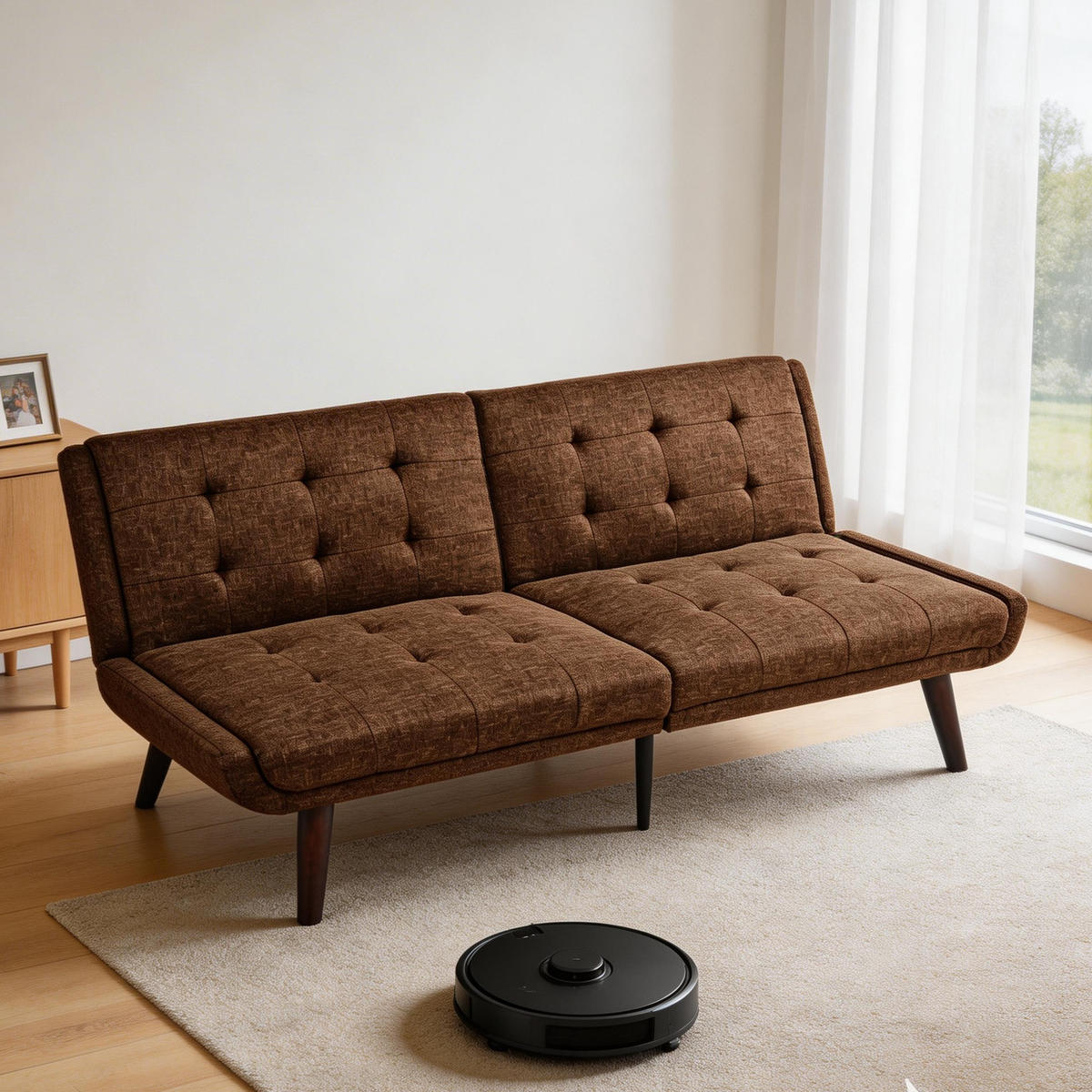 SCHLAFSOFA 157/51/70 cm in Leinenoptik Braun, ohne Armlehnen - Braun, Textil (51/70/157cm) - Oxeza