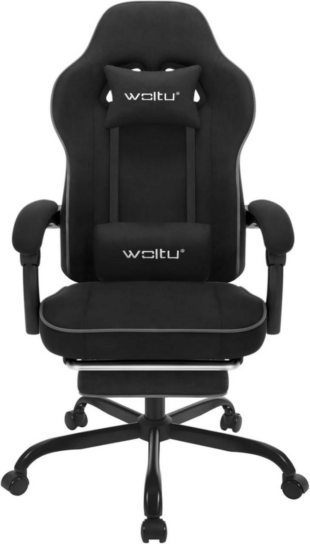 GAMINGSTUHL Drehstuhl, Tech-Stoff, Schwarz - Schwarz, Kunststoff/Textil (63.5/117.5/60cm) - Woltu