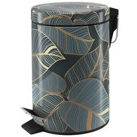 KOSMETIKEIMER Monstera - Dunkelgrün/Goldfarben, Kunststoff/Metall (17/25/25cm) - Sanilo