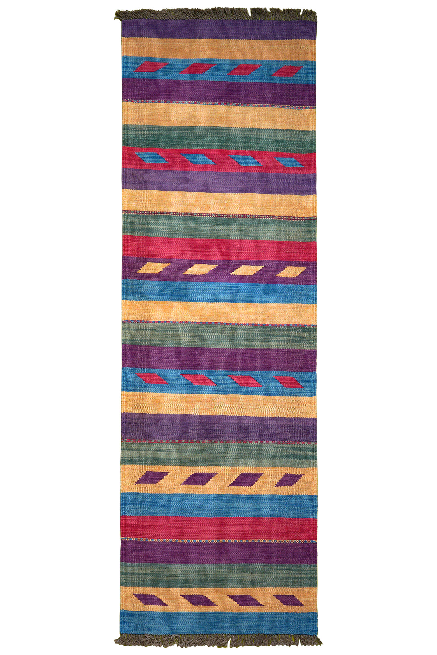 HANDWEBTEPPICH Kelim Gashgai Mehrfarbig 196/60 cm Schurwolle - Multicolor, Textil (60/196cm) - Looma