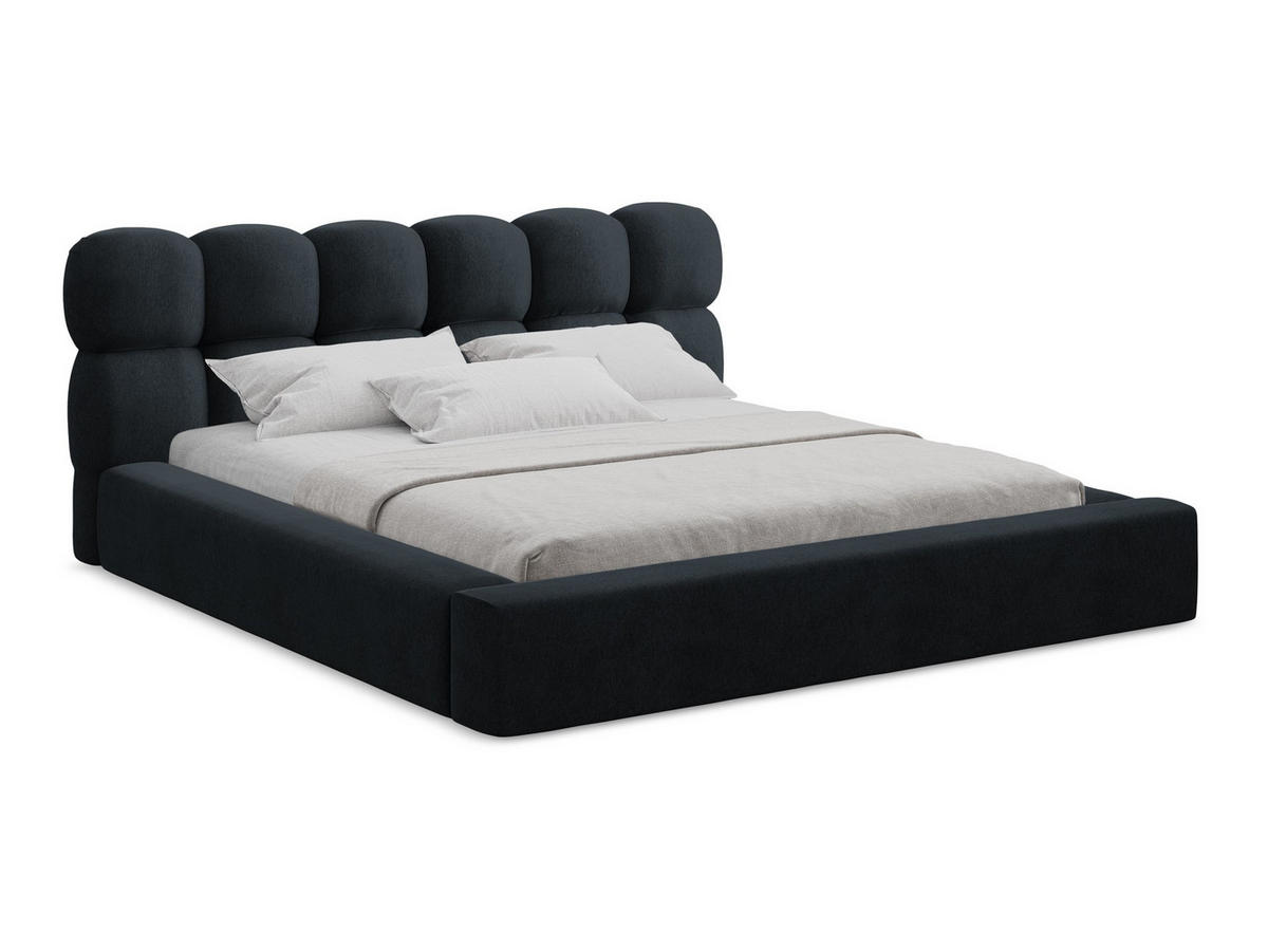POLSTERBETT mit Bettkasten und Lattenrost 220x240 Blau - Blau/Schwarz, Kunststoff/Textil (180/200cm) - Makamii
