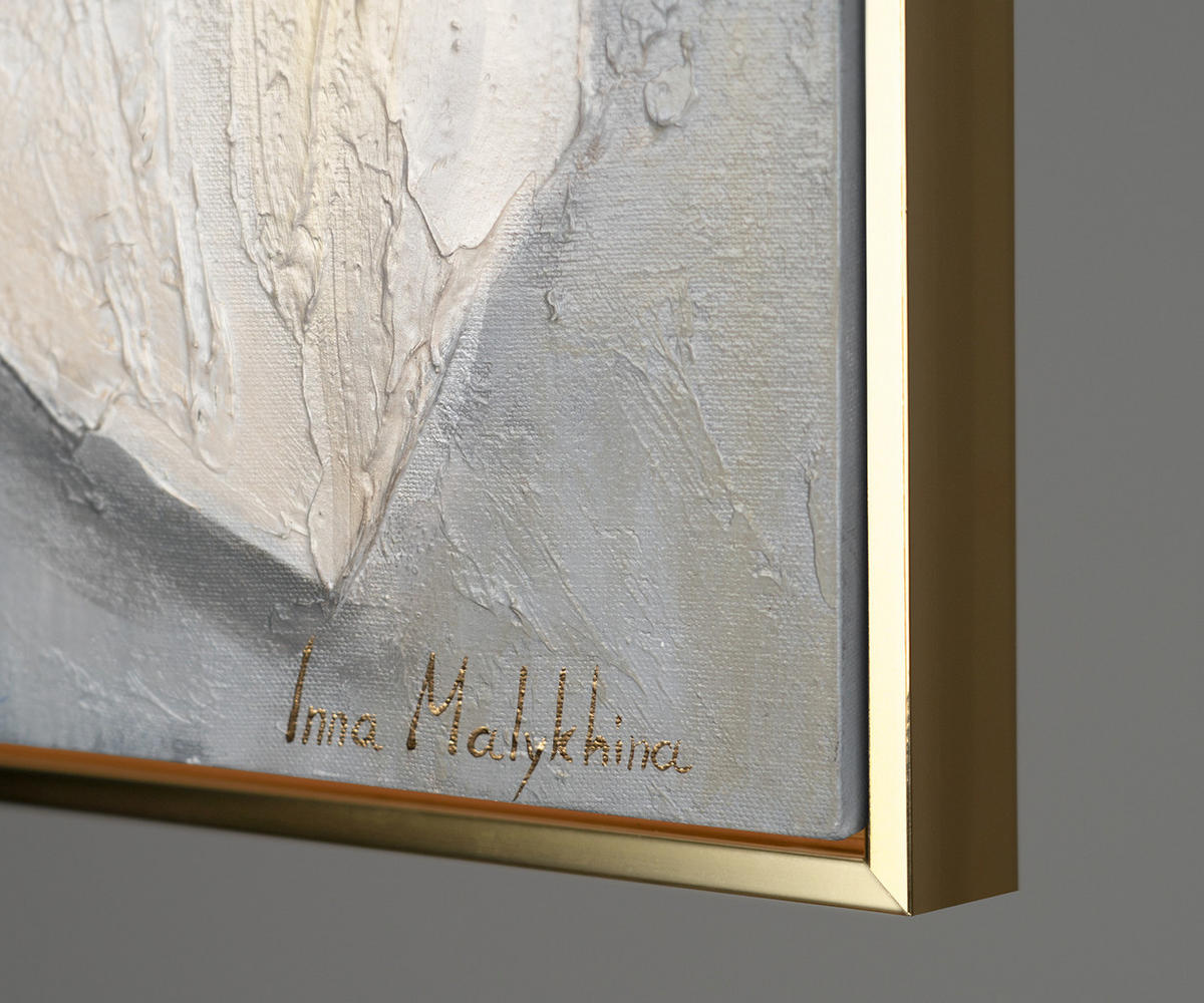GEMÄLDE Goldene Blüte Schattenfugenrahmen Gold 120x80 cm - Goldfarben, Holz (120/80cm) - YS-art gallery