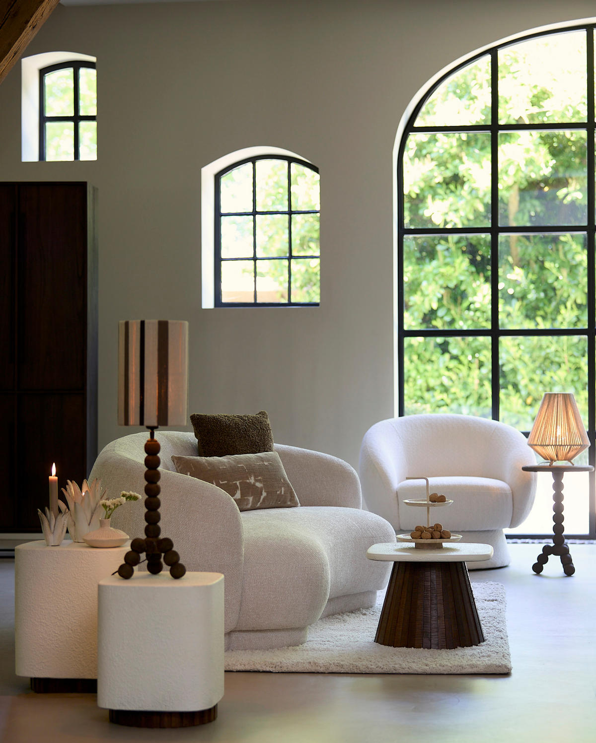 BEISTELLTISCH Okato Weiß Ø45/35 cm - Weiß, Holz (45/45/35cm) - Light & Living