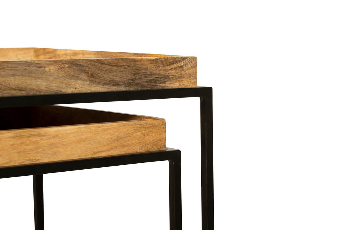 BEISTELLTISCH Gerd 2er Set Mangoholz Braun 55x55x55cm - Braun, Holz (55/55/55cm) - DELUKE