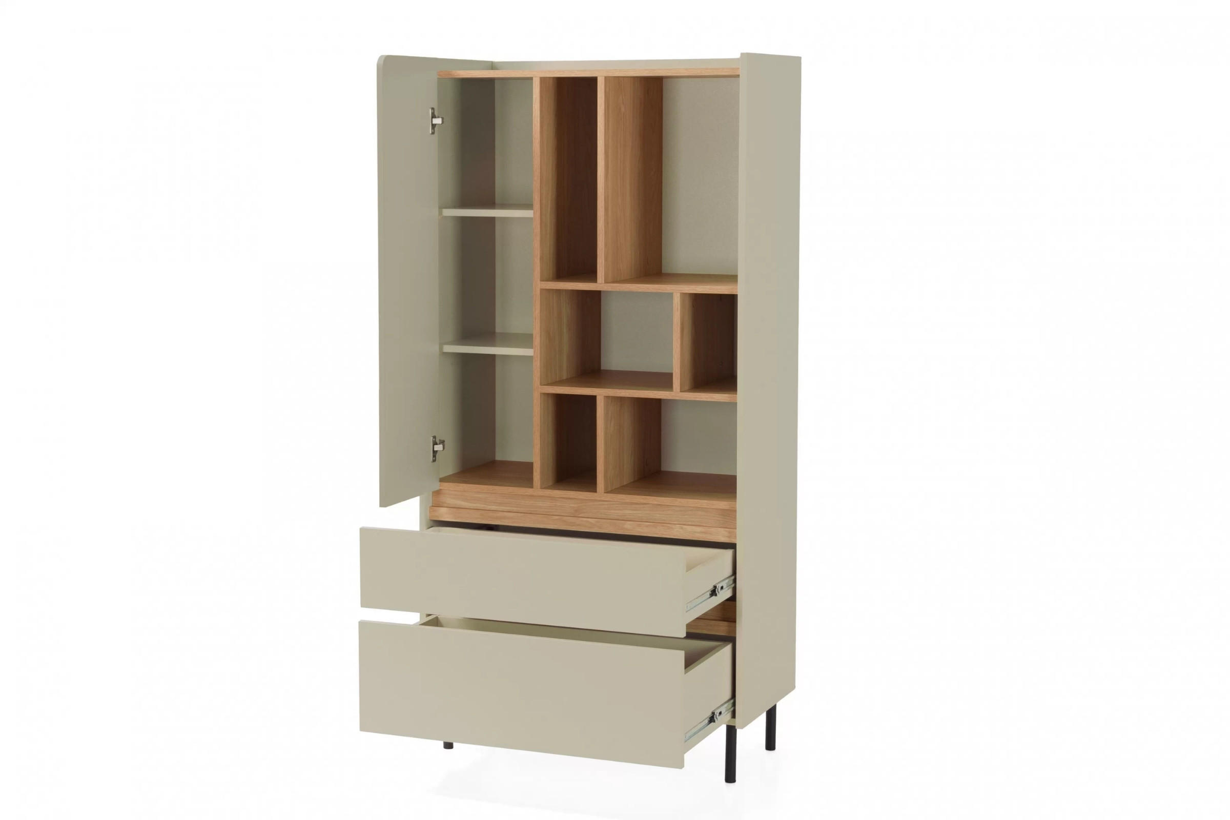 KINDERHOCHKOMMODE LIBU 06 80/40/165 in Eukalyptus / Baltic Düne Eiche - Alteiche/Eukalyptusholzfarben, Holzwerkstoff (80/165/40cm) - Deine Möbel 24