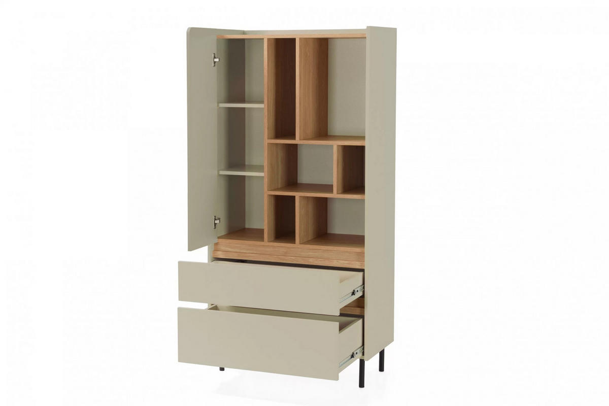 KINDERHOCHKOMMODE LIBU 06 80/40/165 in Eukalyptus / Baltic Düne Eiche - Alteiche/Eukalyptusholzfarben, Holzwerkstoff (80/165/40cm) - Deine Möbel 24