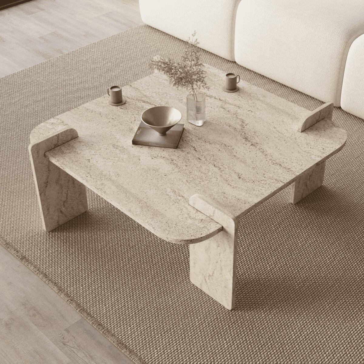 COUCHTISCH mit quadratischer platte 90/90/35 cm - Beige, Holzwerkstoff (90/90/35cm) - Calicosy