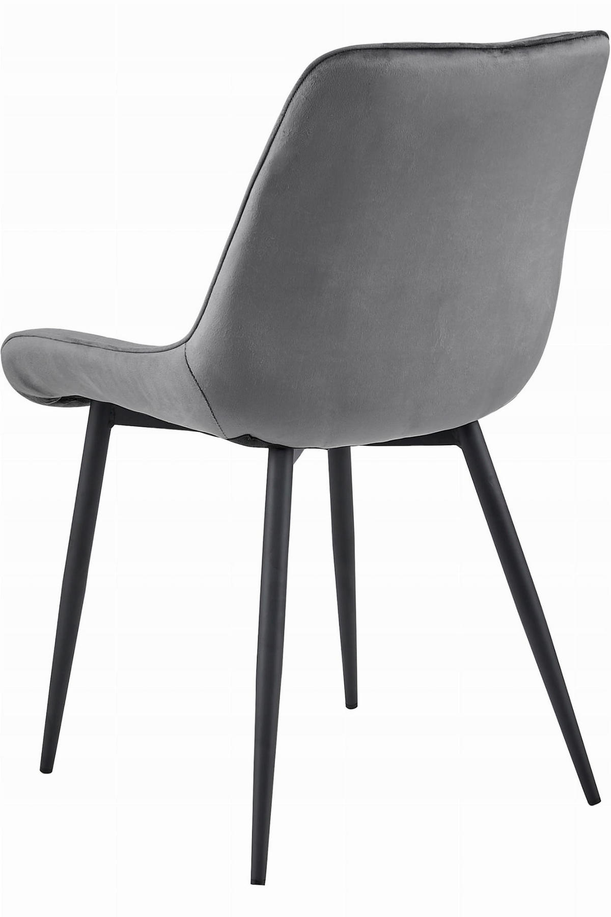 STUHL BARDI 2-er Set, Grau, Schwarz, mit Samtstoff gepolstert - Rosa, Textil/Metall (54/88/60cm) - Komodee