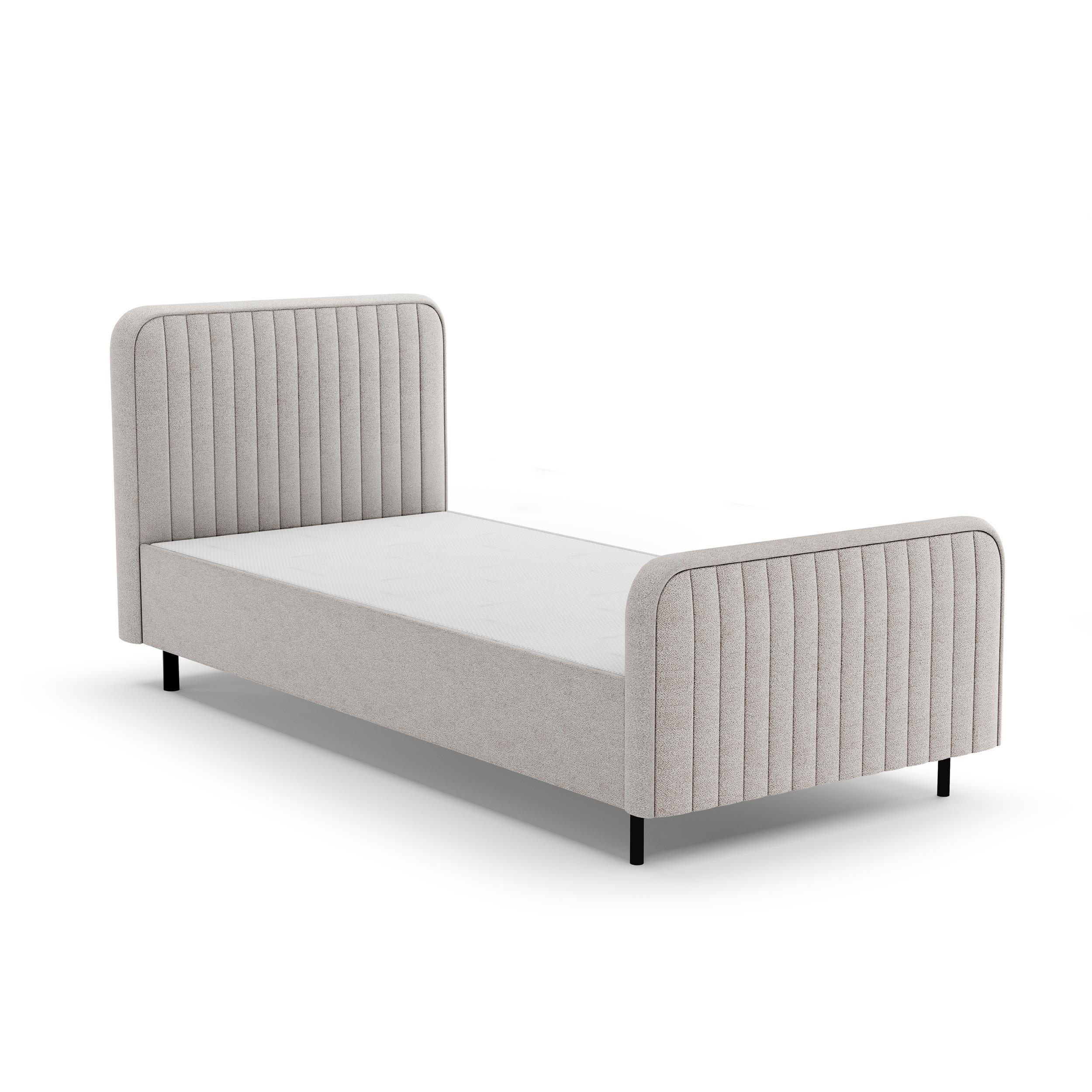 POLSTERBETT Lami 90x200, Einzelbett mit Bettkasten, ohne Matratze, Beige - Beige/Schwarz, Textil/Metall (90/200cm) - Beautysofa