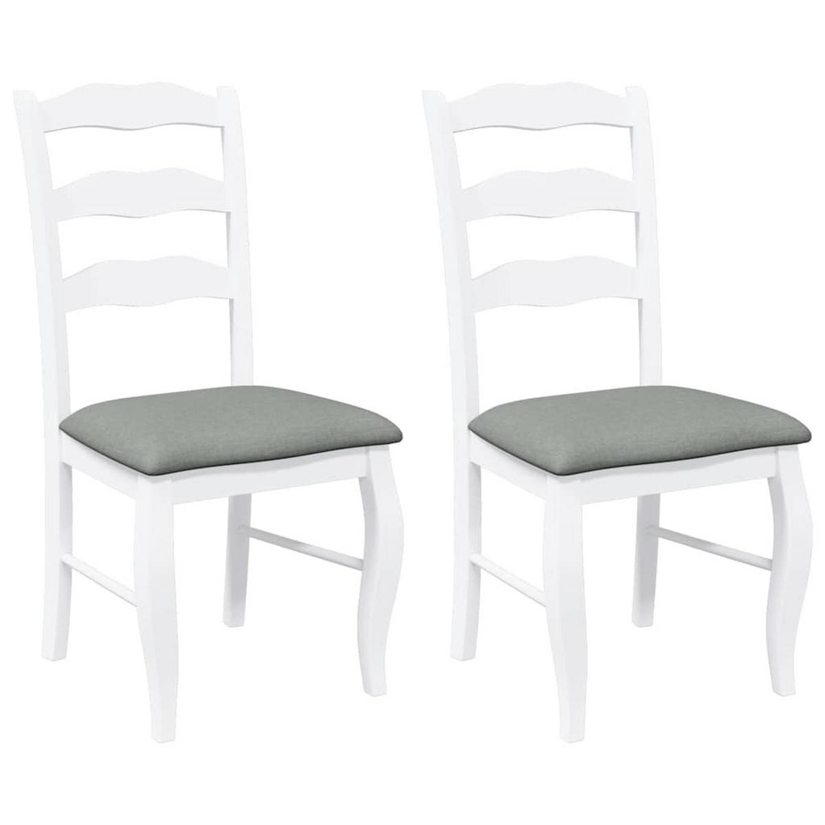 ESSZIMMERSTÜHLE Resz mit Kissen 2er-Set Weiß-Grau - Grau, Holz (48/99/53.5cm) - DELUKE