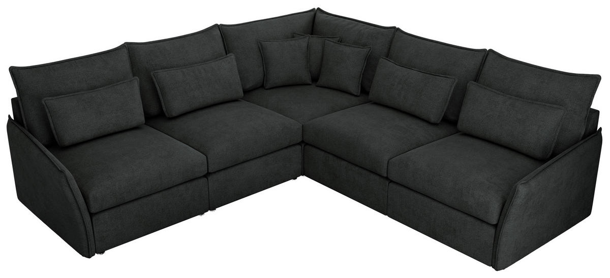 ECKSOFA VERSO L Dunkelgrau Struktur - Dunkelgrau/Schwarz, Kunststoff/Textil (270/270cm) - MKS