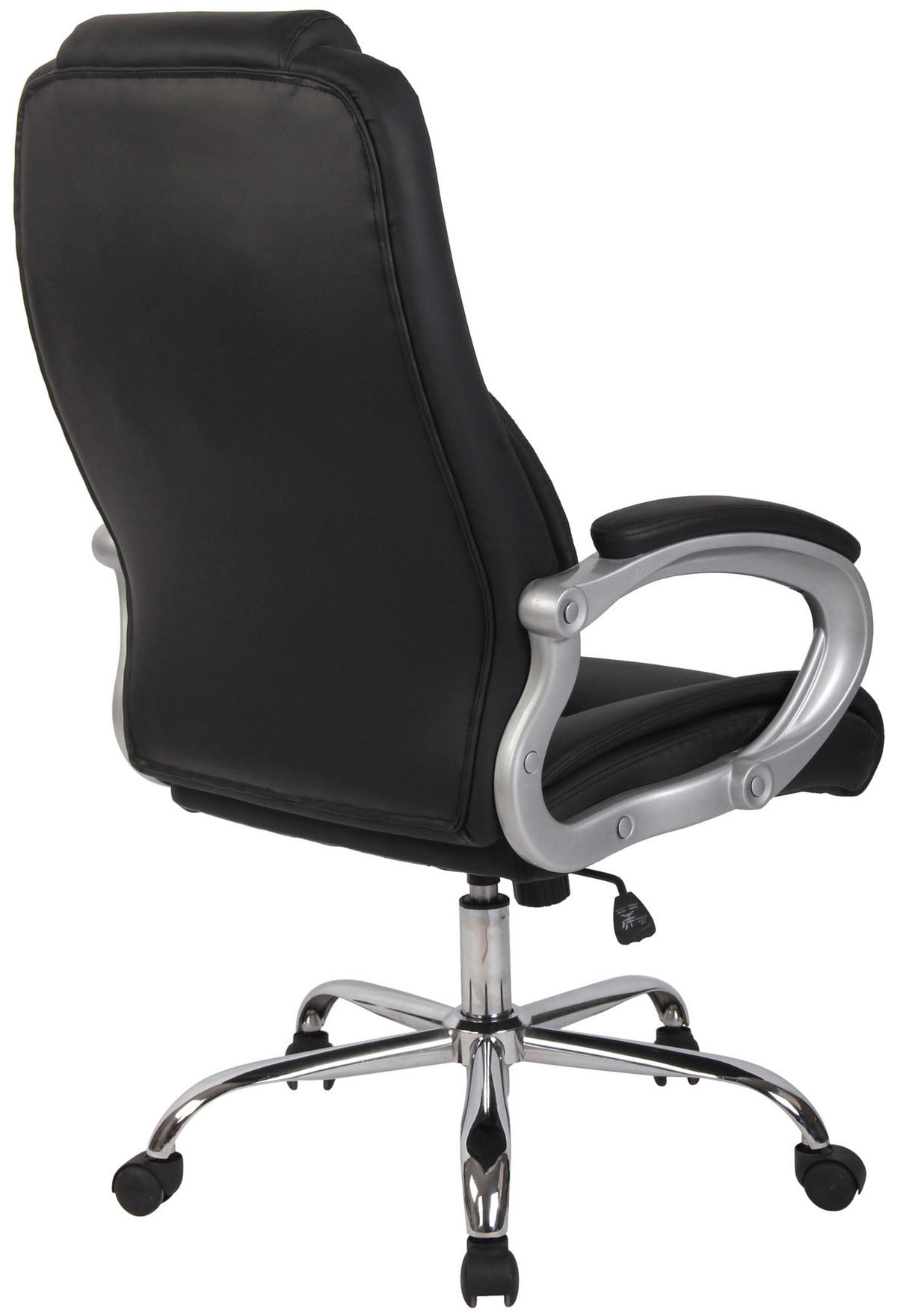 CHEFSESSEL Lederlook schwarz - Chromfarben/Schwarz, Textil/Metall (66/113/70cm) - CLP