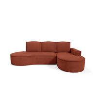 ECKSOFA MOLLY mit Schlaffunktion – Halbrund, freistehend, Liegefläche 140x207 cm, 3 Kissen, Curio-Stoff, 277x157x88 cm, Rechts, Braun - Rotbraun, Holz/Textil (277/157cm) - DomoHome
