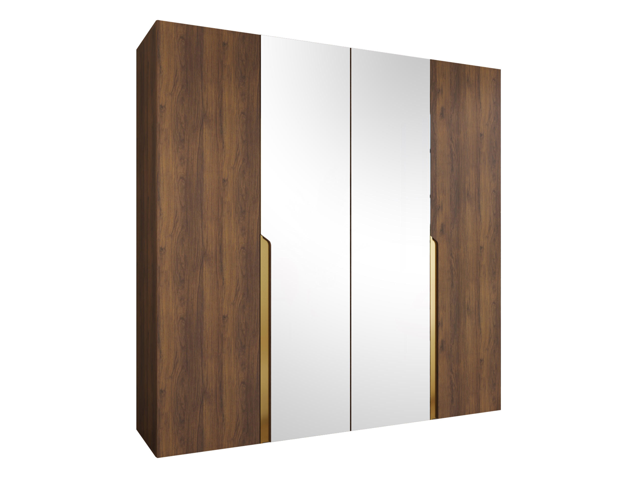 Mirjan24 Drehtürenschrank Nussbaum, Gold 200x202x52 cm